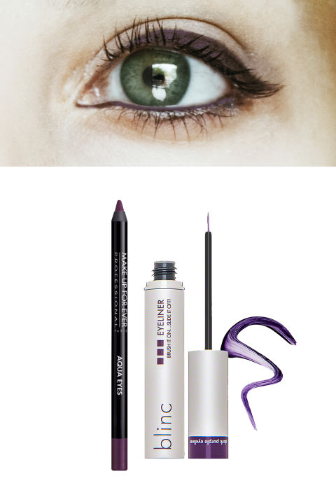 A color match made in Gucci heaven, there's nothing like a green-eyed girl with a purple eye. The red undertones in a deep plum will enhance your natural verdant hues, while still feeling totally wearable. Try: Aqua Eyes Waterproof Eyeliner Pencil in Black Purple ($19) or Blinc Cosmetics Eyeliner in Dark Purple ($26).