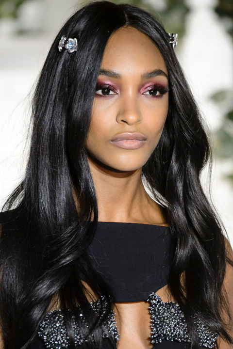 The star-studded cast who walked&nbsp;La Perla's fall runway called for a beauty look of the same caliber (Naomi Campbell opened the show, after all). Makeup artist Erin Parsons created either a burgundy eye or lip for each model, drawing inspiration from the "British gardens feel"&nbsp;of the set. The bold eye was achieved by layering a&nbsp;lip liner, the same lipstick, plus two eyeshadows: the plum shade from the Maybelline 24K Nudes shadow palette and Expert Wear Eyeshadow in Fierce Fuchsia.