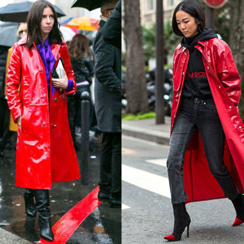 black and red trench coat
